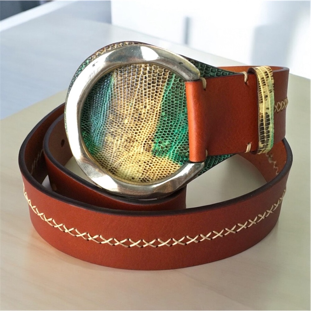 Post & Co Italian Leather Belt Brown 90 / M Lizard 🦎